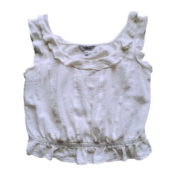 Express Milkmaid Cottagecore Ruffled Sleeveless Peplum Feminine Top 100% Cotton - Picture 6 of 14